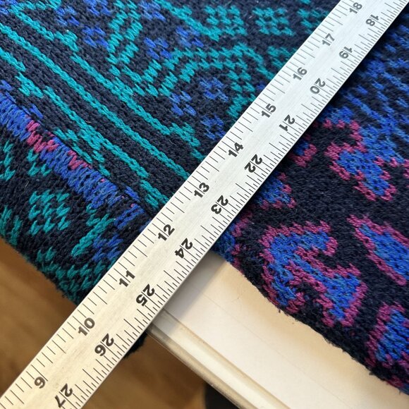 Vintage 1990s Womens Pullover Sweater Geometric Pattern Knit Purple Green XL - Picture 3 of 8